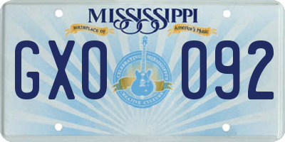 MS license plate GXO092