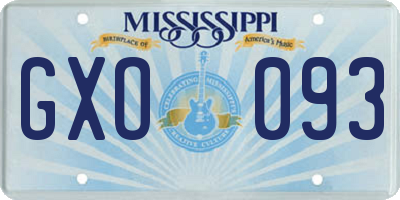 MS license plate GXO093