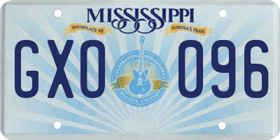 MS license plate GXO096