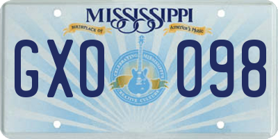 MS license plate GXO098