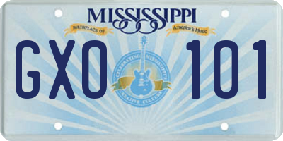 MS license plate GXO101