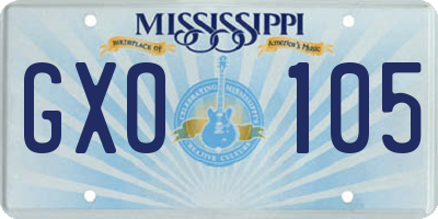 MS license plate GXO105