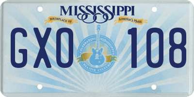 MS license plate GXO108