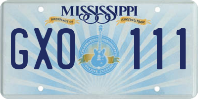 MS license plate GXO111