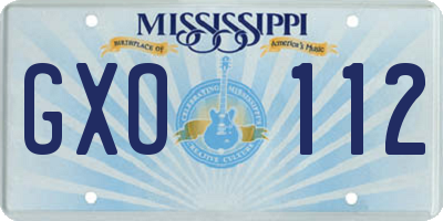 MS license plate GXO112