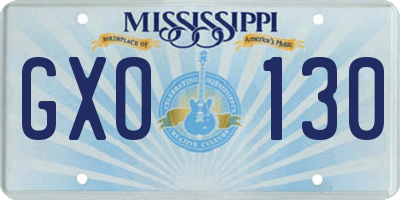 MS license plate GXO130
