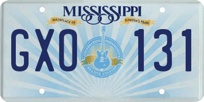 MS license plate GXO131