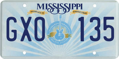 MS license plate GXO135