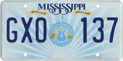MS license plate GXO137