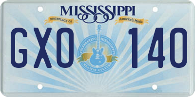 MS license plate GXO140