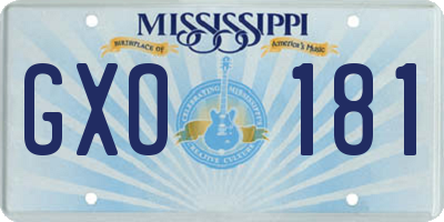 MS license plate GXO181