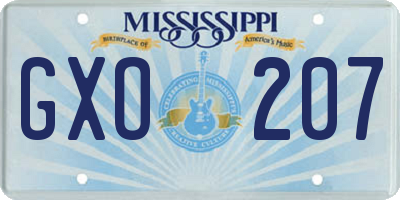 MS license plate GXO207