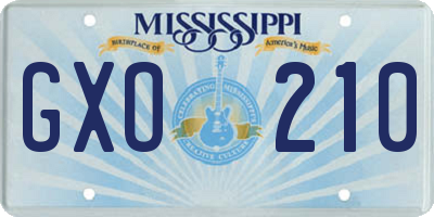 MS license plate GXO210