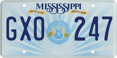 MS license plate GXO247