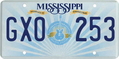 MS license plate GXO253
