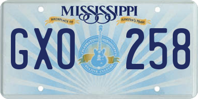 MS license plate GXO258