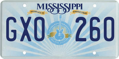 MS license plate GXO260