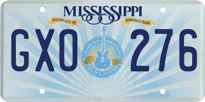 MS license plate GXO276