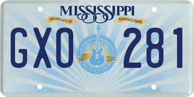 MS license plate GXO281