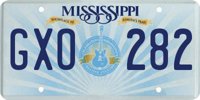 MS license plate GXO282