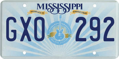 MS license plate GXO292