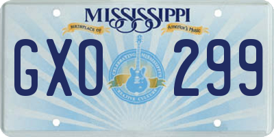 MS license plate GXO299