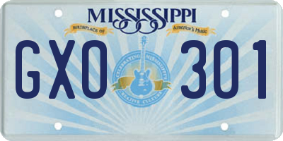 MS license plate GXO301