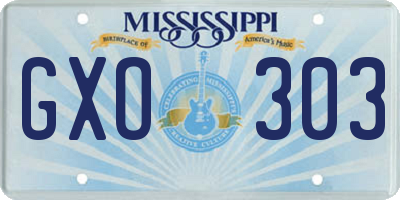 MS license plate GXO303
