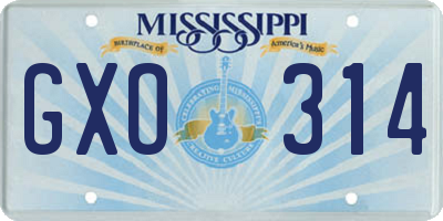 MS license plate GXO314