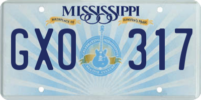 MS license plate GXO317