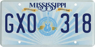 MS license plate GXO318