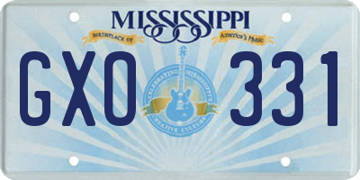 MS license plate GXO331