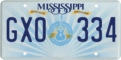 MS license plate GXO334