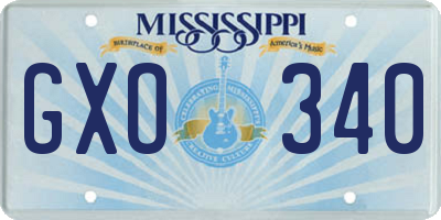 MS license plate GXO340