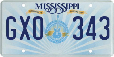 MS license plate GXO343