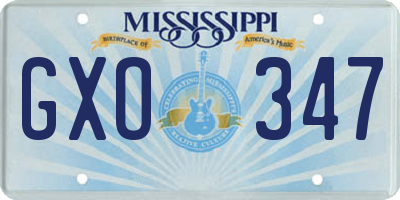 MS license plate GXO347