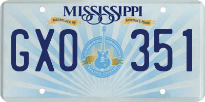 MS license plate GXO351
