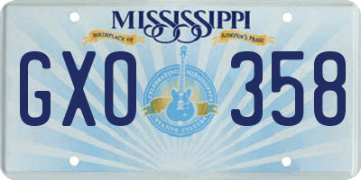 MS license plate GXO358