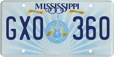 MS license plate GXO360