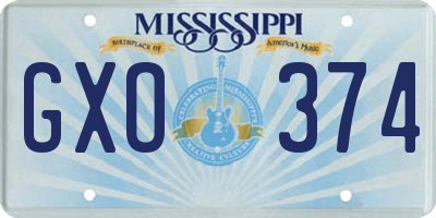 MS license plate GXO374