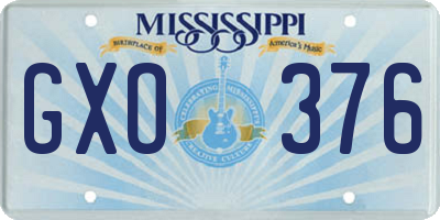 MS license plate GXO376
