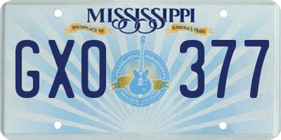 MS license plate GXO377