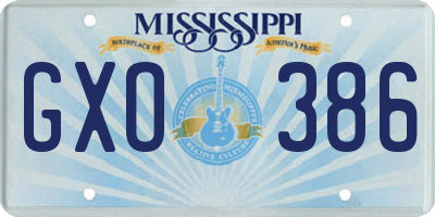 MS license plate GXO386