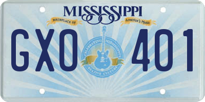 MS license plate GXO401