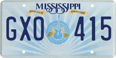MS license plate GXO415