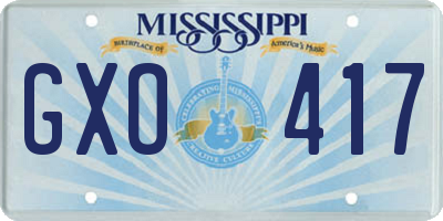 MS license plate GXO417