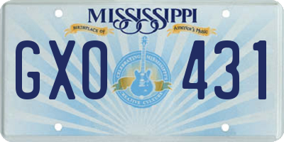 MS license plate GXO431