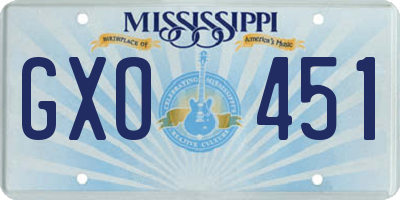 MS license plate GXO451