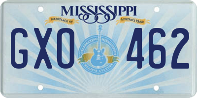 MS license plate GXO462
