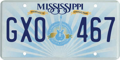 MS license plate GXO467